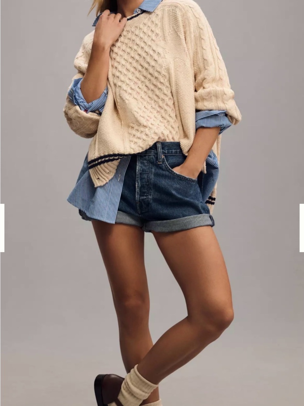 Pilcro Anthropologie Oversized Varsity Cable Sweater XS NWT - Picture 5 of 5